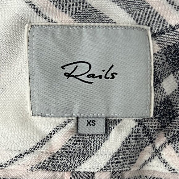 Rails Shirt Blouse Womens Plaid Flannel XS Hunter Pink White Gray - Picture 4 of 4